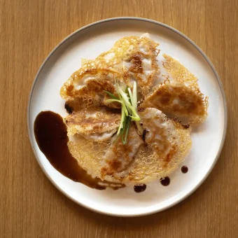 dumplings on a white plate